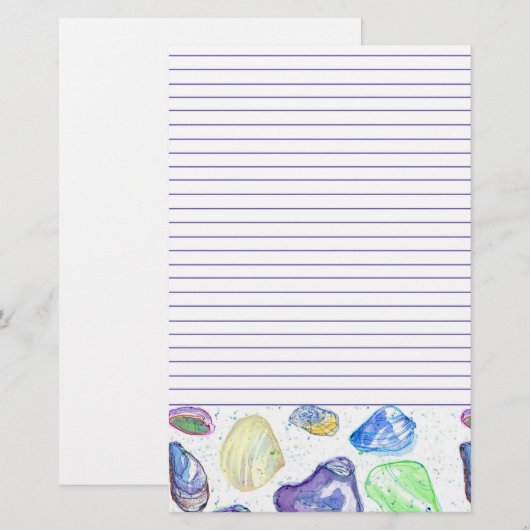 Ocean Beach Seashells Letter Writed Briefpapier (Vorne/Hinten)