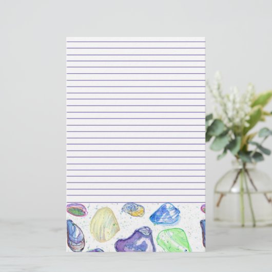 Ocean Beach Seashells Letter Writed Briefpapier (Stehend Vorderseite)