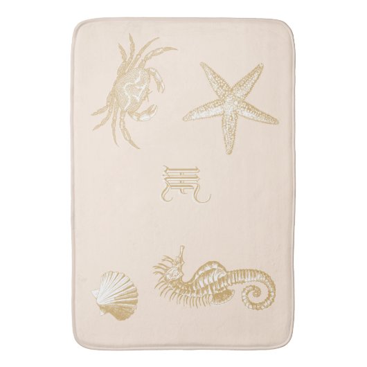 Ocean Beach Seepferd Starfish Crab Muschel Monogra Badematte (Vorderseite Vertikal)