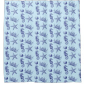 Ocean Beach Seepferd Starfish Crab & Muschel Muste Duschvorhang (Vorderseite)