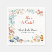 Ocean Beach She Is a Catch Bridal Shower Cocktail Serviette (Vorderseite)