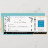 Ocean Beach Shore Boarding Pass Einladung Hochzeit (Vorne/Hinten)