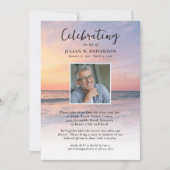 Ocean Beach Sonnenuntergang Feier des Lebens Foto Einladung (Vorderseite)