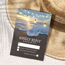 Ocean Beach String Lights Wedding RSVP