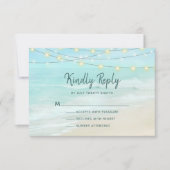 Ocean Beach Summer String Lights Hochzeit RSVP Karte (Vorderseite)