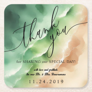 Ocean Beach Sunny Watercolor Summer Party Rechteckiger Pappuntersetzer