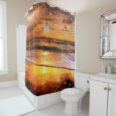 Ocean Beach Sunset Gold Sun Glitzer Border Duschvorhang (Beispiel)