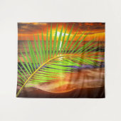 Ocean Beach & Sunset mit Palm Leaf - Modernes Meer Wandteppich (Vorderseite (Horizontal))