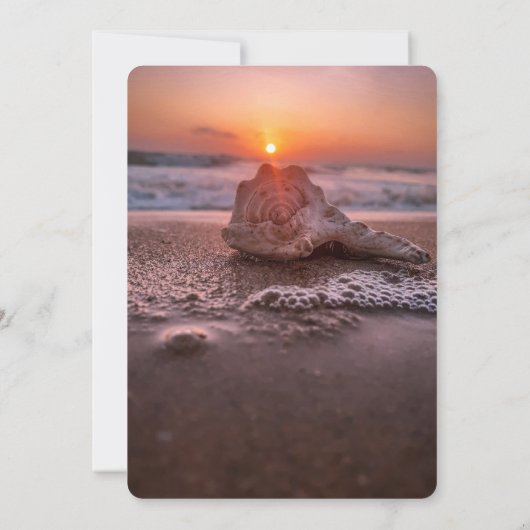 Ocean Beach Sunset, String Lights Seashell UAWG Einladung (Rückseite)