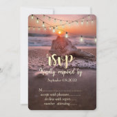 Ocean Beach Sunset, String Lights Seashell UAWG Einladung (Vorderseite)