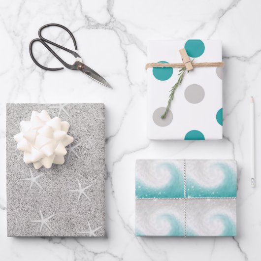 Ocean Beach Thema Geschenkpapier Set (Vorderseite)