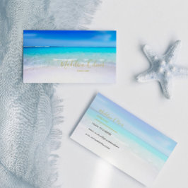 Ocean Beach Travel Aqua Blue Modern Visitenkarte