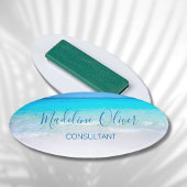 Ocean Beach Travel Aqua Blue Modernes Abzeichen Namenschild