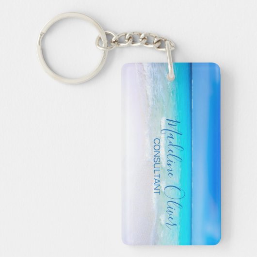 Ocean Beach Travel Aqua Blue Stilvoll Schlüsselanhänger (Vorderseite)