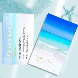 Ocean Beach Travel Wellness-Center Blue Gold Stilv Visitenkarte