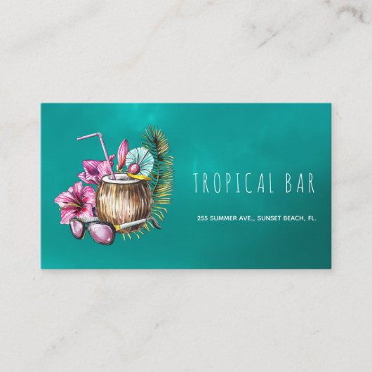 Ocean Beach Tropical Barkeeper Visitenkarten Visitenkarte (Vorderseite)
