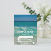 Ocean Beach Tropical Elegant Wedding RSVP Card (Stehend Vorderseite)