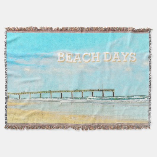 Ocean Beach und Fishing Pier Wasserfarbe Decke (Vorderseite)