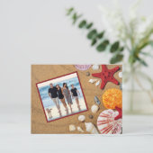 Ocean Beach Vacation Starfish Seashells Foto Postkarte (Stehend Vorderseite)