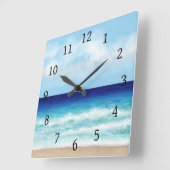 Ocean Beach View 275 Quadratische Wanduhr (Winkel)