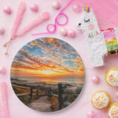 Ocean Beach View Tropical Sunset Paradies Dream Pappteller (Party)