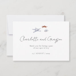Ocean Beach Watercolor Coastal Wedding Vielen Dank Dankeskarte