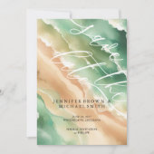 Ocean Beach Watercolor Eleganter Sommer Save The Date (Vorderseite)