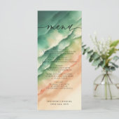 Ocean Beach Watercolor Elegantes Calligraph Menükarte (Stehend Vorderseite)