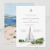 Ocean Beach Watercolor Küste Hochzeit Einladung (Vorne/Hinten)
