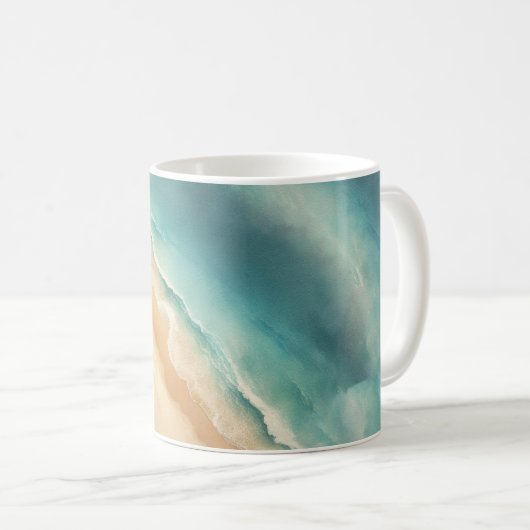Ocean Beach Watercolor Sommerhochzeit Kaffeetasse (VorderseiteRechts)