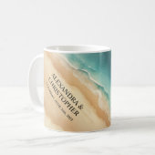 Ocean Beach Watercolor Sommerhochzeit Kaffeetasse (Vorderseite Links)