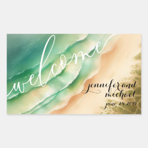 Ocean Beach Watercolor Sommersonne Rechteckiger Aufkleber