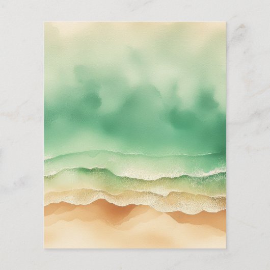 Ocean Beach Watercolor Summer Sun Set Flyer (Hinten)