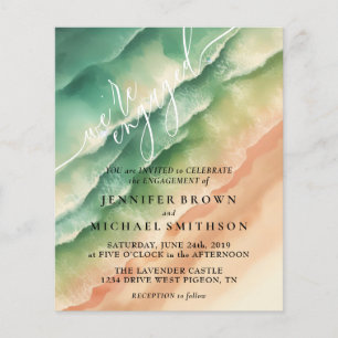Ocean Beach Watercolor Summer Sun Set Flyer