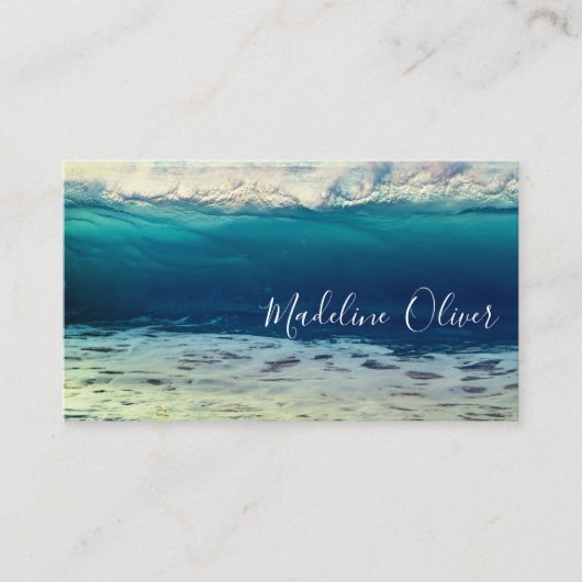 Ocean Beach Wave Reisen Blue Modern Visitenkarte (Vorderseite)