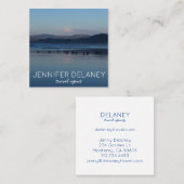 Ocean Beach Waves Birds Sunset Nature Foto Travel Quadratische Visitenkarte (Vorne/Hinten)