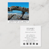 Ocean Beach Waves Driftwood Nature Foto Travel Quadratische Visitenkarte (Vorne/Hinten)