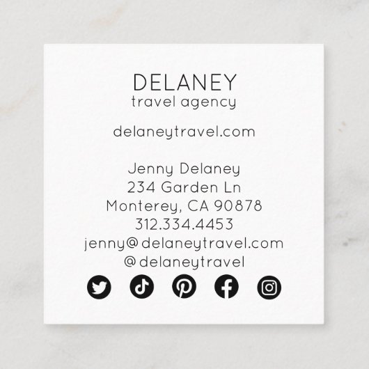 Ocean Beach Waves Driftwood Nature Foto Travel Quadratische Visitenkarte (Rückseite)