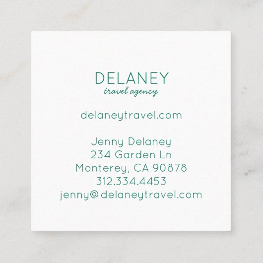 Ocean Beach Waves Sea Green Foto Travel Quadratische Visitenkarte (Rückseite)