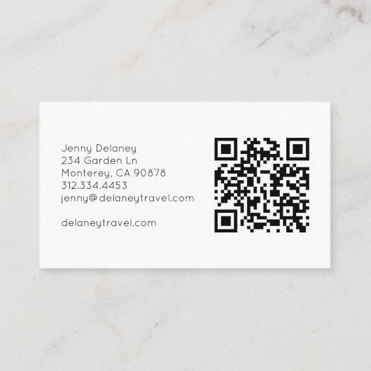 Ocean Beach Waves Sunset Nature Foto Travel QR Visitenkarte (Rückseite)