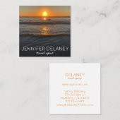 Ocean Beach Waves Sunset Nature Foto Travel Quadratische Visitenkarte (Vorne/Hinten)