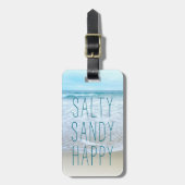 Ocean Beach Waves Travel Foto Salty Sandy Happy Gepäckanhänger (Vorderseite vertikal)