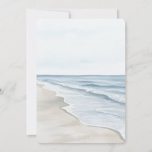 Ocean Beach Weißer Blumenstrauß Brautparty Einladung (Rückseite)