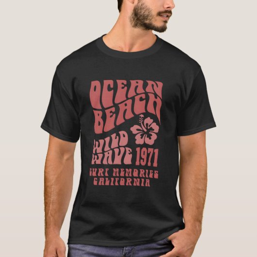 Ocean Beach Wild Wave Surf Aesthetic Words On Back T-Shirt (Vorderseite)