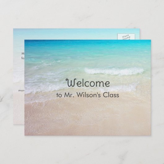 Ocean Beach Willkommen zurück zu den Schulpostkart Postkarte (Vorne/Hinten)