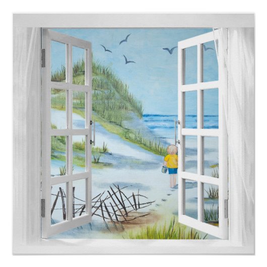 Ocean Beach Window Watercolor Poster (Vorderseite)
