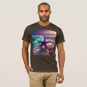 Ocean beach with violet starfish T-Shirt (Vorne ganz)