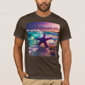 Ocean beach with violet starfish T-Shirt (Vorderseite)