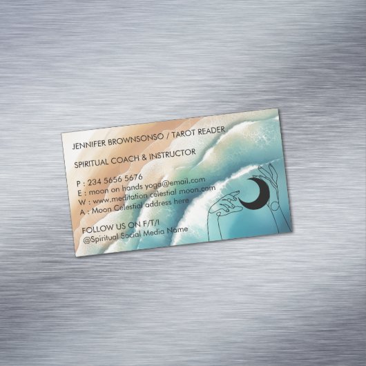 Ocean Beach Yoga Reiki Celestial Hand Magnetische Visitenkarte (Beispiel)