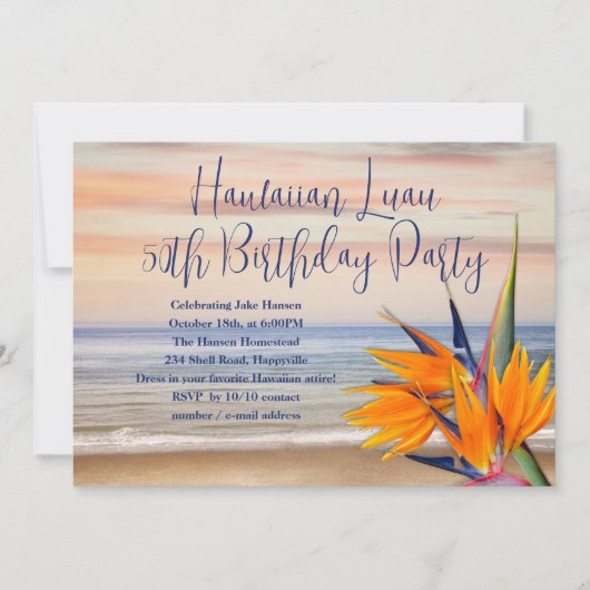 Ocean Bird-of-paradise Luau Birthday Party Einladung (Vorderseite)